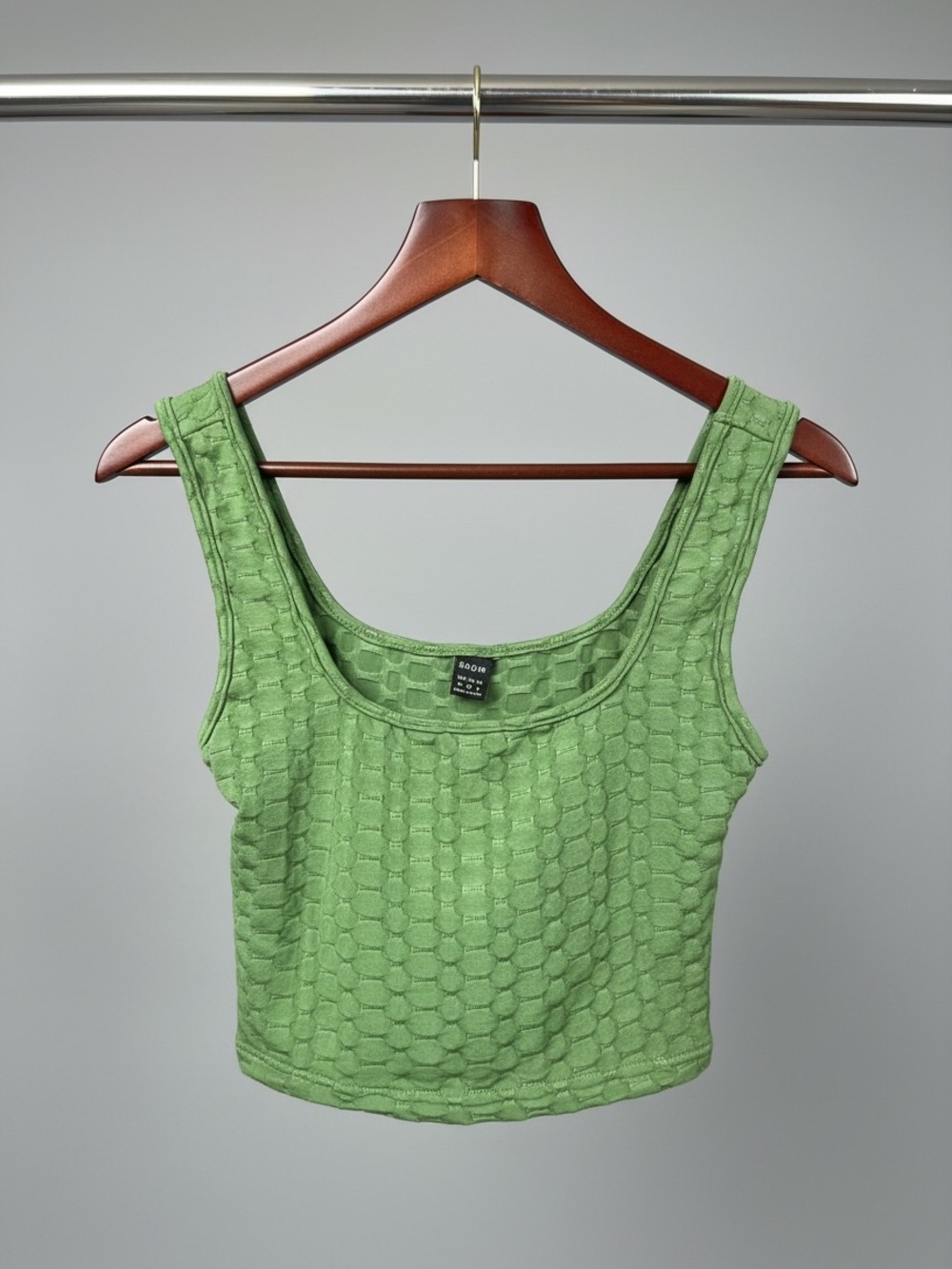 SHEIN Green Textured Scoop Neck Cropped Tank